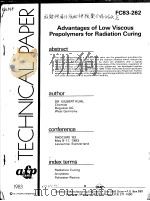 TECHNICAL PAPER FC83-262 ADVANTAGES OF LOW VISCOUS PREPOLYMERS FOR RADIATION CURING PDF电子版封面