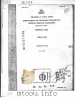 DEPARTMENT OF DEFENCE SUPPORT MATERIALS RESEARCH LABORATORIES TECHNICAL NOTE PDF电子版封面