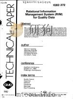 TECHNICAL PAPER IQ82-372 RELATIONAL INFORMATION MANAGEMENT SYSTEM （RIM） FOR QUALITY DATA（ PDF版）