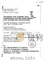 ADVANCED GAS GURBINE(AGT) POWERTRAIN SYSTEM DEVELOPMENT FOR AUTOMOTIVE APPLICATIONS SECOND SEMIANNUA PDF电子版封面