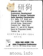AIAA-81-1351 EXPLORATORY DEVELOPMENT PROGRAM TO IMPROVE COMBUSTOR DOME OPERATING CHARACTERISTICS（ PDF版）