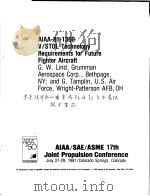 AIAA-81-1360 V/STOL TECHNOLOGY REQUIREMENTS FOR FUTURE FIGHTER AIRCRAFT PDF电子版封面