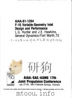 AIAA-81-1394 F-16 VARIABLE-GEOMETRY INLET DESIGN AND PERFORMANCE PDF电子版封面