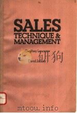 SALES TECHNIQUE & MANAGEMENT 1985 PDF电子版封面 0712106707
