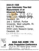 AIAA-81-1568 LASER-VELOCIMETER ELOW-FIELD MEASUREMENTS OF AN ADVANCED TURBOPROP PDF电子版封面