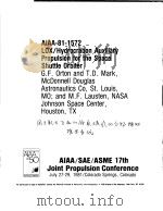 AIAA-81-1572 LOX/HYDROCRABON AUXILIARY PROPULSION FOR THE SPACE SHUTTLE ORBITER     PDF电子版封面     