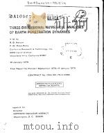 THREE-DIMENSIONAL NUMERICAL ANALYSES OF EARTH PENETRATION DYNAMICS PDF电子版封面 Y.M.ITO R.B.NELSON F.W.ROSS-