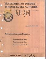 DEPARTMENT OF DEFENSE IN-HOUSE RDT&E ACTIVITIES MANAGEMENT ANALYSIS REPORT PDF电子版封面