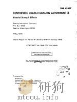 CENTRIFUGE CRATER SCALING EXPERIMENT 2 MATERIAL STRENGTH EFFECTS PDF电子版封面