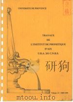 TRAVAUX DE L'INSTITUT DE PHONETIQUE D'AIX U.R.A.CNRS 261 VOLUME 13 1989-1990 PDF电子版封面