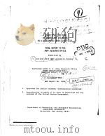 FINAL REORT TO THE ARMY RESEARCH OFFICE PDF电子版封面