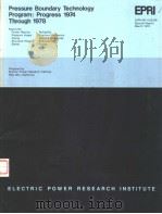 PRESSURE BOUNDARY TECHNOLOGY PROGRAM:PROGRESS 1974 THROUGH 1978 PDF电子版封面