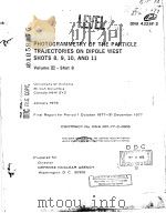 PHOTOGRAMMETRY OF THE PARTICLE TRAJECTORIES ON DIPOLE WEST SHOTS 8 9 10 AND 11 VOLUME 3-SHOT 8 PDF电子版封面