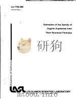 ESTIMATION OF THE DENSITY OF ORGANIC EXPLOSIVES FROM THEIR STRUCTURAL FORMULAS PDF电子版封面 H.H.CADY