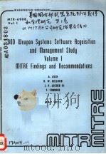 DOD WEAPON SYSTEMS SOFTWARE ACQUISITION AND MANAGEMENT STUDY VOLUME 1 MITRE FINDINGS AND RECOMMENDAT PDF电子版封面