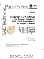 COMPARISON OF EPA AND INUSE FOEL ECONOMY RESULTS FOR 1974-1978 AUTOMOBILES-AN ANALYSIS OF TRENDS PDF电子版封面 BARRY D.MCNUTT H.T.MCADAMS R