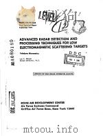 ADVANCED RADAR DETECTION AND PROCESSING TECHNIQUES FOR LOW ELECTROMAGNETIC SCATTERING TARGETS PDF电子版封面