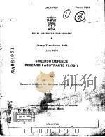 SWEDISH DEFENCE RESEARCH ABSTRACTS 78/79-1 PDF电子版封面