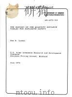 THE HISTORY OF THE QUANTITY DISTANCE TABLES FOR EXPLOSIVE SAFETY（ PDF版）