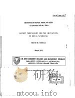 IMPACT THRESHOLDS FOR THE INITIATION OF METAL SPARKING（ PDF版）
