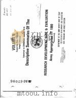 VOLUME 2 SUPPORTING DATA FY 1980 BUDGET ESTIMATE SUBMITTED TO CONGRESS JANUARY 1979 DESCRIPTIVE SUMM（ PDF版）