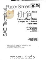 IMPROVED WEAR METALS ANALYSIS FOR LUBRICANT FIELD TRIALS（ PDF版）