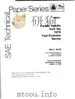 FURTHER RESULTS FROM THE 1978 FUEL ECONOMY SURVEY PDF电子版封面 NEIL E.SOUTH