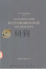 GRUNDRISS EINER METEOROBIOLOGIE DES MENSCHEN PDF电子版封面