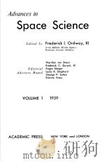 ADVANCES IN SPACE SCIENCE VOLUME 1 PDF电子版封面 FREDERICK I.ORDWAY III