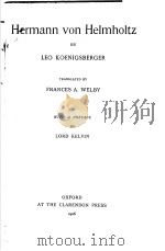 HERMANN VON HELMHOLTZ PDF电子版封面 LEO KOENIGSBERGER FRANCES A.W