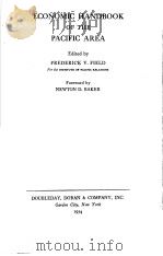 ECONOMIC HANDBOOK OF THE PACIFIC AREA PDF电子版封面 FREDERICK V.FIELD