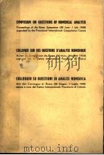 SYMPOSIUM ON QUESTIONS OF NUMERICAL ANALYSIS PDF电子版封面