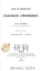 LOIS ET ORIGINES DE L'ELECTRICITE ATMOSPHERIQUE PDF电子版封面