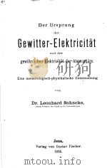 DER URSPRUNG DER GEWITTER-ELEKTRICITAT PDF电子版封面
