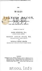 THE WORKS OF FRANCIS BACON VOL.1 PDF电子版封面