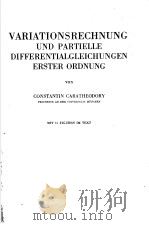 VARIATIONSRECHNUNG UND PARTIELLE DIFFERENTIALGLEICHUNGEN ERSTER ORDNUNG PDF电子版封面