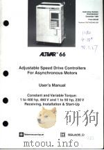 ALTIVARTM 66 ADJUSTABLE SPEED DRIVE CONTROLLERS FOR ASYNCHRONOUS MOTORS PDF电子版封面