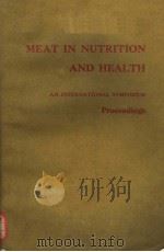 MEAT IN NUTRITION AND HEALTH PDF电子版封面