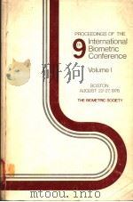 PROCEEDINGS OF THE 9TH INTERNATIONAL BIOMETRIC CONFERENCE  VOLUME 1（ PDF版）