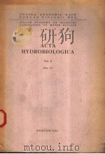ACTA HYDROBIOLOGICA VOL.3 FASC.2-3 PDF电子版封面