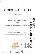 THE ZOOLOGICAL RECORD 1890 VOLUME 27 PDF电子版封面
