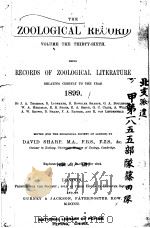 THE ZOOLOGICAL RECORD 1899 VOLUME 36 PDF电子版封面