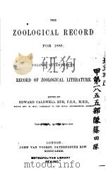 THE ZOOLOGICAL RECORD 1880 VOLUME 17 PDF电子版封面