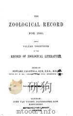 THE ZOOLOGICAL RECORD 1883 VOLUME 20 PDF电子版封面