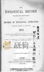 THE ZOOLOGICAL RECORD 1916 VOLUME 53 PDF电子版封面 DAVID SHARP