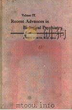 RECENT ADVANCES IN BIOLOGICAL PSYCHIATRY VOLUME 9 PDF电子版封面 JOSEPH WORTIS