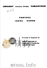 DERWENT LITERATURE DIVIAION PUBLICATIONS PESTDOC INDEX CAROS PDF电子版封面