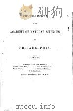 PROCEEDINGS OF THE ACADEMY OF NATURAL SCIENCES OF PHILADELPHIA 1879 PDF电子版封面