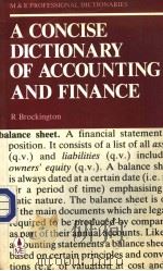 A CONCISE DICTIONARY OF ACCOUNTING AND FINANCE PDF电子版封面 0712106847