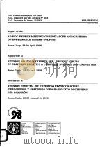 AD HOC EXPERT MEETING ON INDICATORS AND CRITERIA OF SUSTAINABLE SHRIMP CULTURE FAO FISHERIES REPORT PDF电子版封面 9250042280
